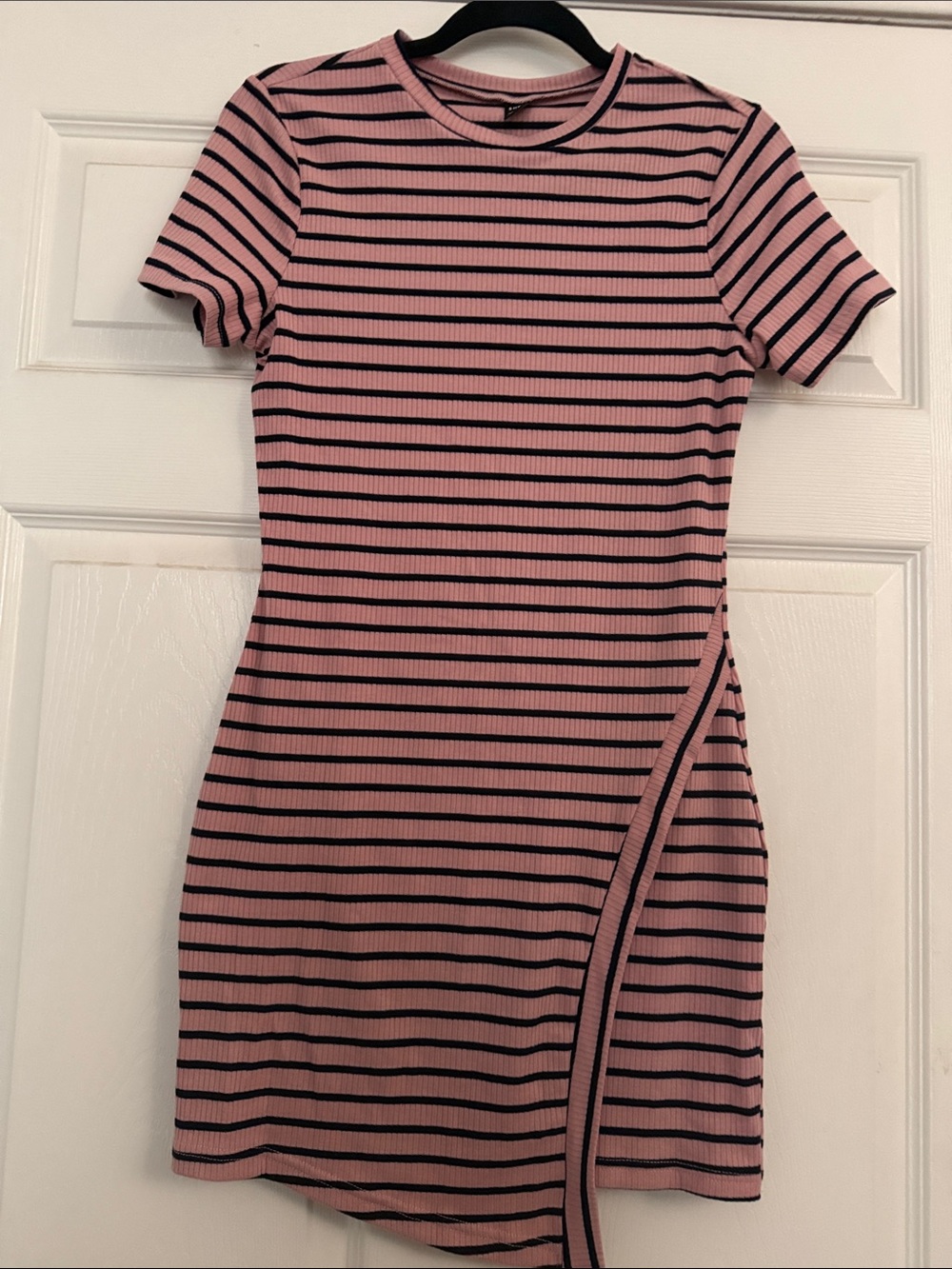 SHEIN Pink and Black Striped Short Sleeve Mini Dress - Picture 4 of 4